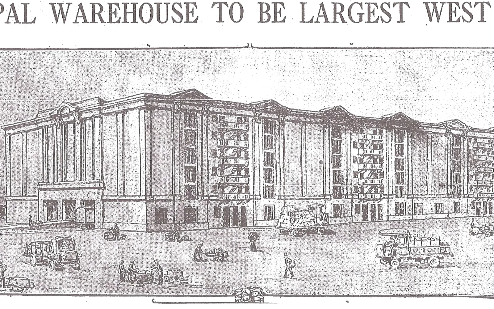 Six-story industrial warehouse building at the Port of Los Angeles, a landmark of regional manufacturing heritage
